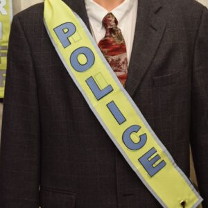 POLICE - Yellow/Green Safety Banner w/Blue Letters