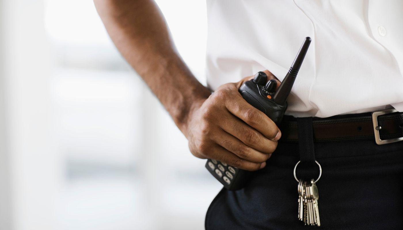 Contract security officers on a client site